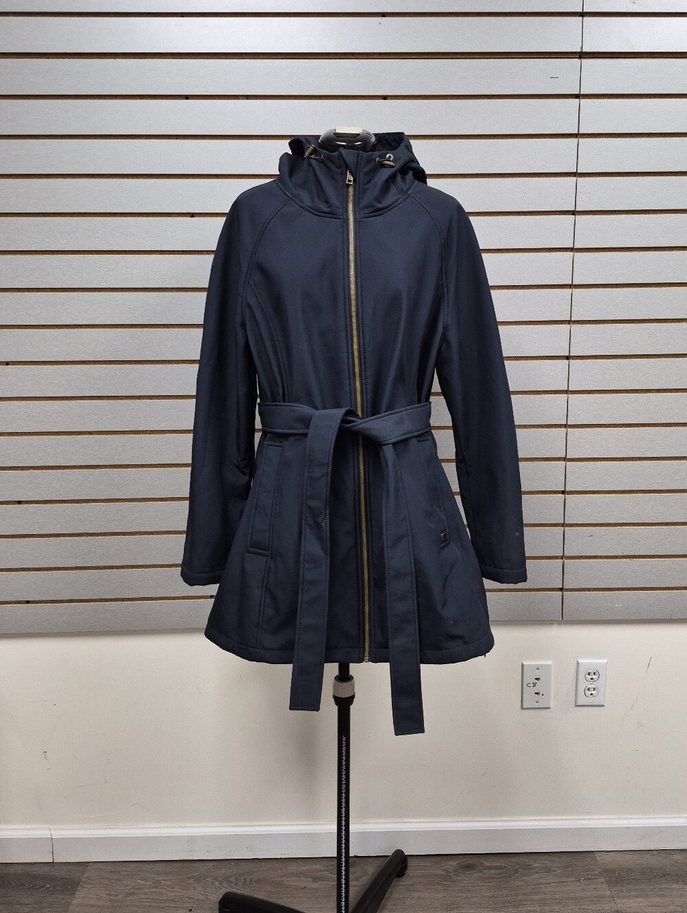 Tommy Hilfiger Navy Hooded Belted Trench Coat